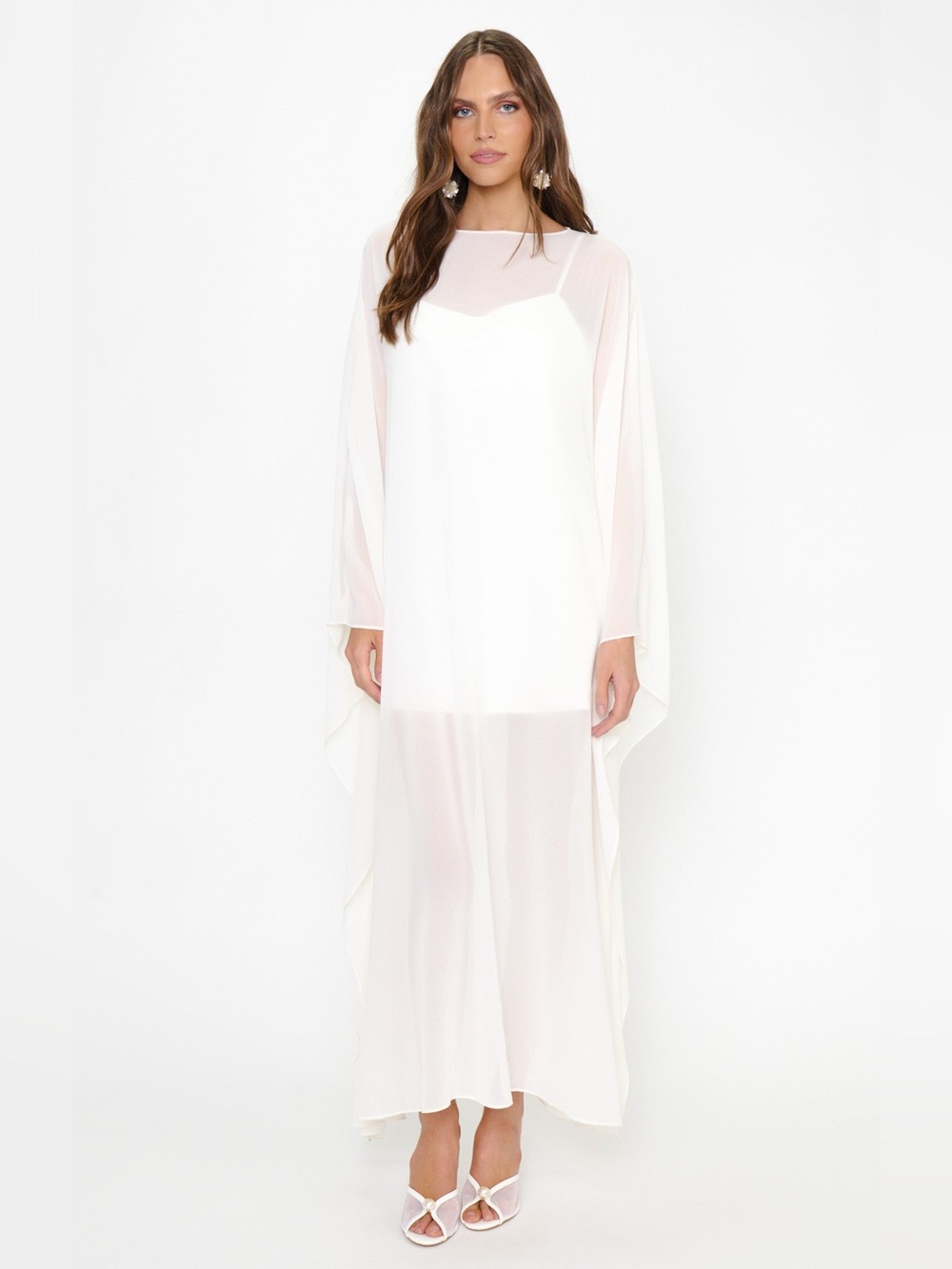 Show Me Your Mumu Olsen Maxi Dress size Medium M Large L white ivory chiffon